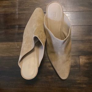 Nordstrom signature high heeled mules. Size 39.5 tan suede